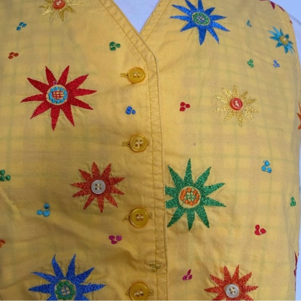 Vintage RARE Oilily Golden Yellow Embroidered Button Vest Waistcoat Size XL - Picture 11 of 16